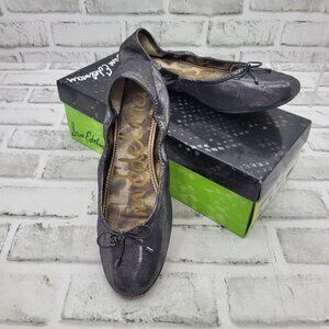 Sam Edelman Felicia Ballet Flats Gunmetal Hatch Gray Size 7.5 With Box